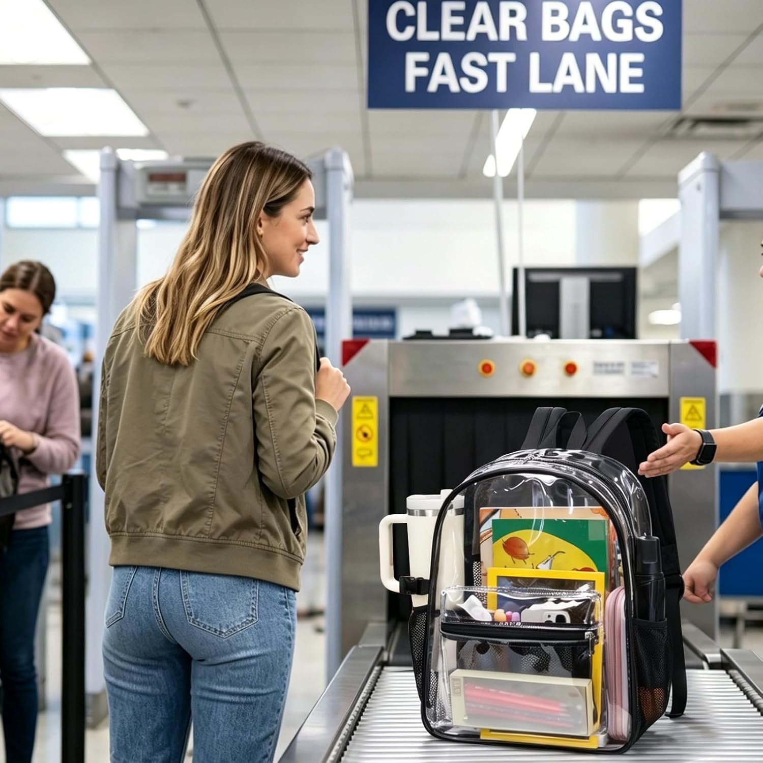 image:imageBTOOP Clear Mini Backpack for Stadium Events 12x12x6 Small Transparent Backpacks Plastic See Through Clear Bag for Concerts Work Festival Security Travel PinkBlack