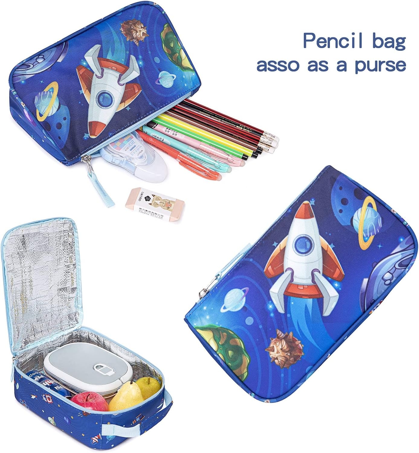 image:imageBTOOP Kids Backpack for Boys Girls Space Preschool Bookbag with Lunch Box Pencil Case Set Toddler Backpacks Kindergarten School Bags RocketBlue