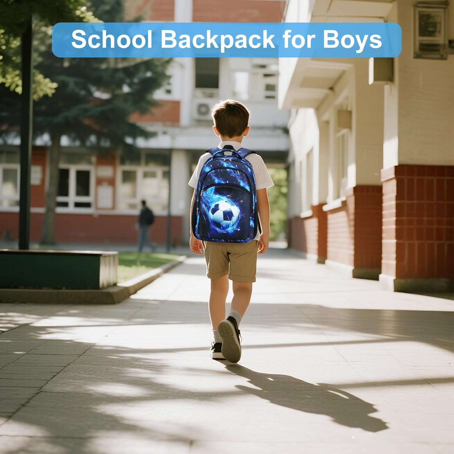 image:imageBTOOP Toddler Backpack Boys Cute Kids School Backpack Preschool Kindergarten Bookbags Nursery Daycare Toddler BagsBlue Flame Football