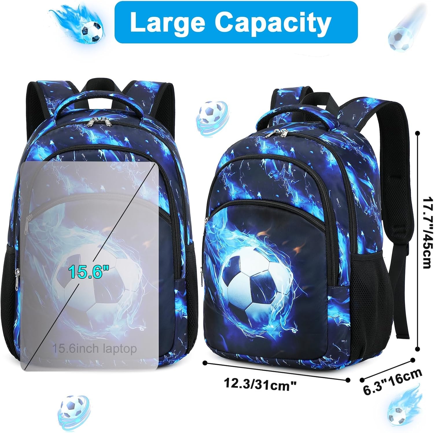 image:imageBTOOP Toddler Backpack Boys Cute Kids School Backpack Preschool Kindergarten Bookbags Nursery Daycare Toddler BagsBlue Flame Football