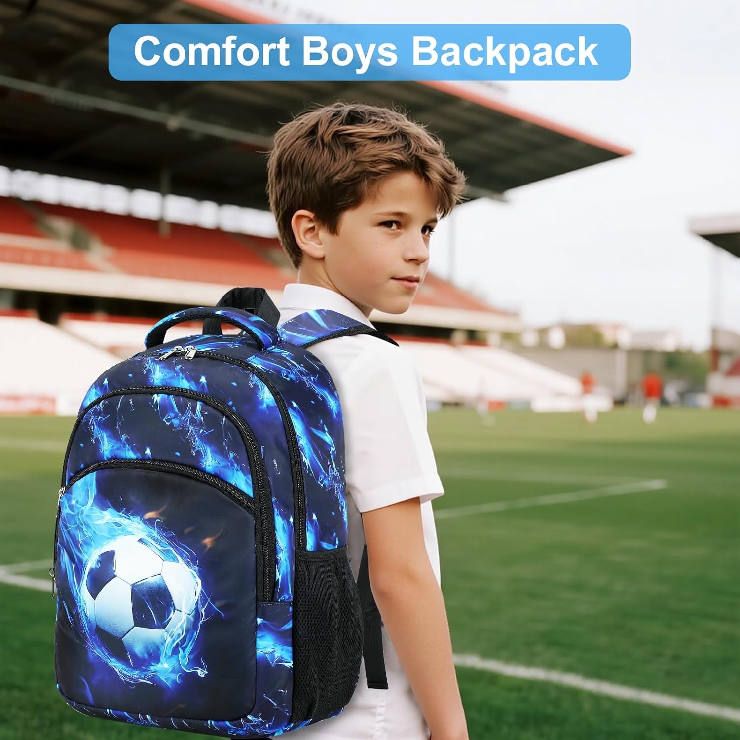 image:imageBTOOP Toddler Backpack Boys Cute Kids School Backpack Preschool Kindergarten Bookbags Nursery Daycare Toddler BagsBlue Flame Football