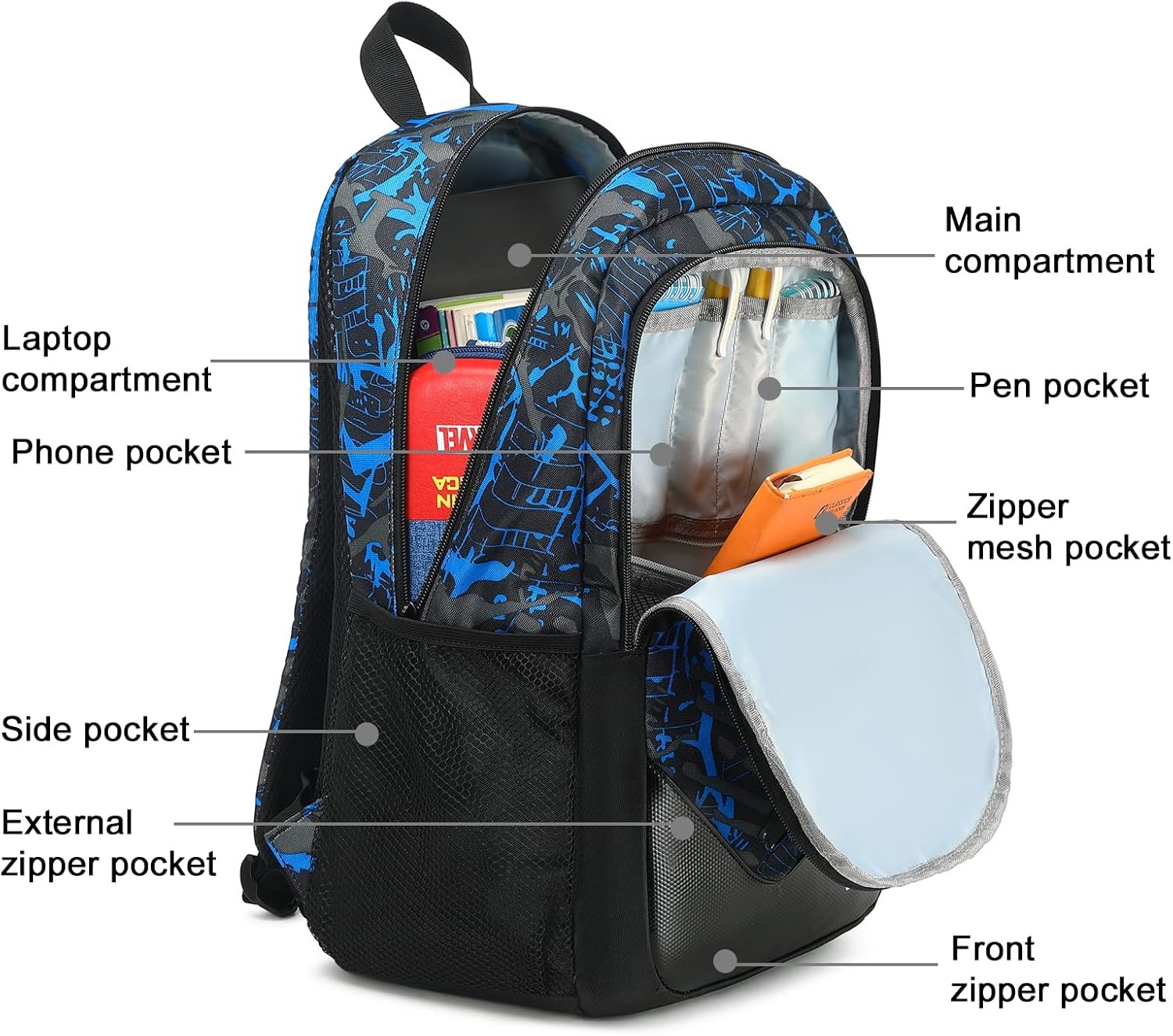 image:imageSchool Backpacks for Boys Girls Bookbag Teens Backpack Set Tote Shoulder Bag and Pencil Case Blue One Size Rucksack Backpacks