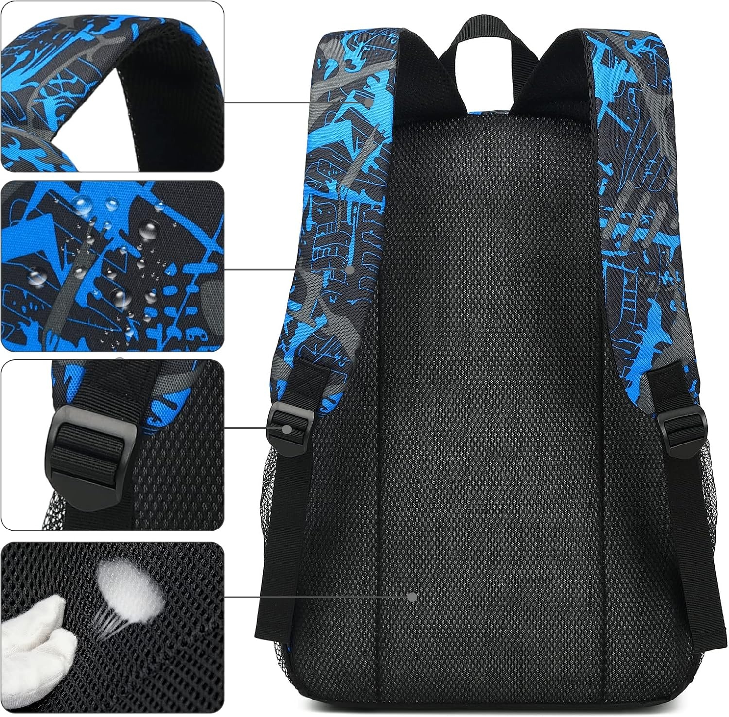 image:imageSchool Backpacks for Boys Girls Bookbag Teens Backpack Set Tote Shoulder Bag and Pencil Case Blue One Size Rucksack Backpacks