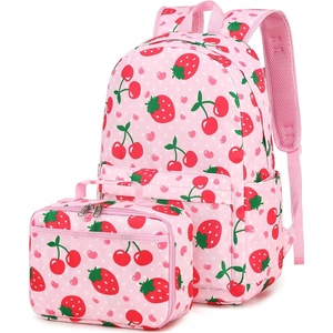 image:imageBTOOP Kids Backpack for Girls Strawberry Cherry Preschool Bookbag with Lunch Box Kindergarten School Bag Set for Young Elementary Students