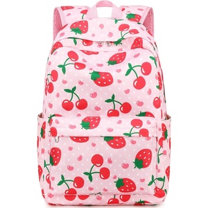 image:imageBTOOP Kids Backpack for Preschool Girls Strawberry Cherry Kindergarten Bookbag 15 inch Toddler Travel School Bag Fits Age 38Strawberry Cherrypink