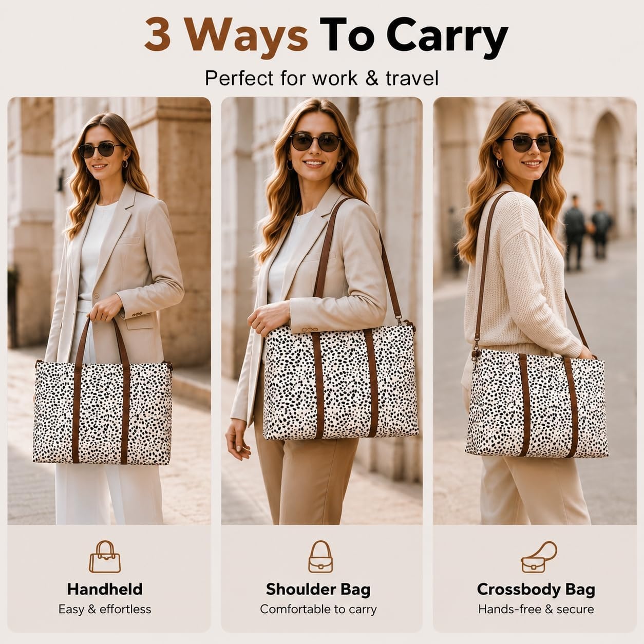 image:imageLaptop Tote Bag for Women Work 156 inch Canvas Shoulder Bags Computer Messenger Purse Teacher Handbag Office BriefcaseAleopard Apricot
