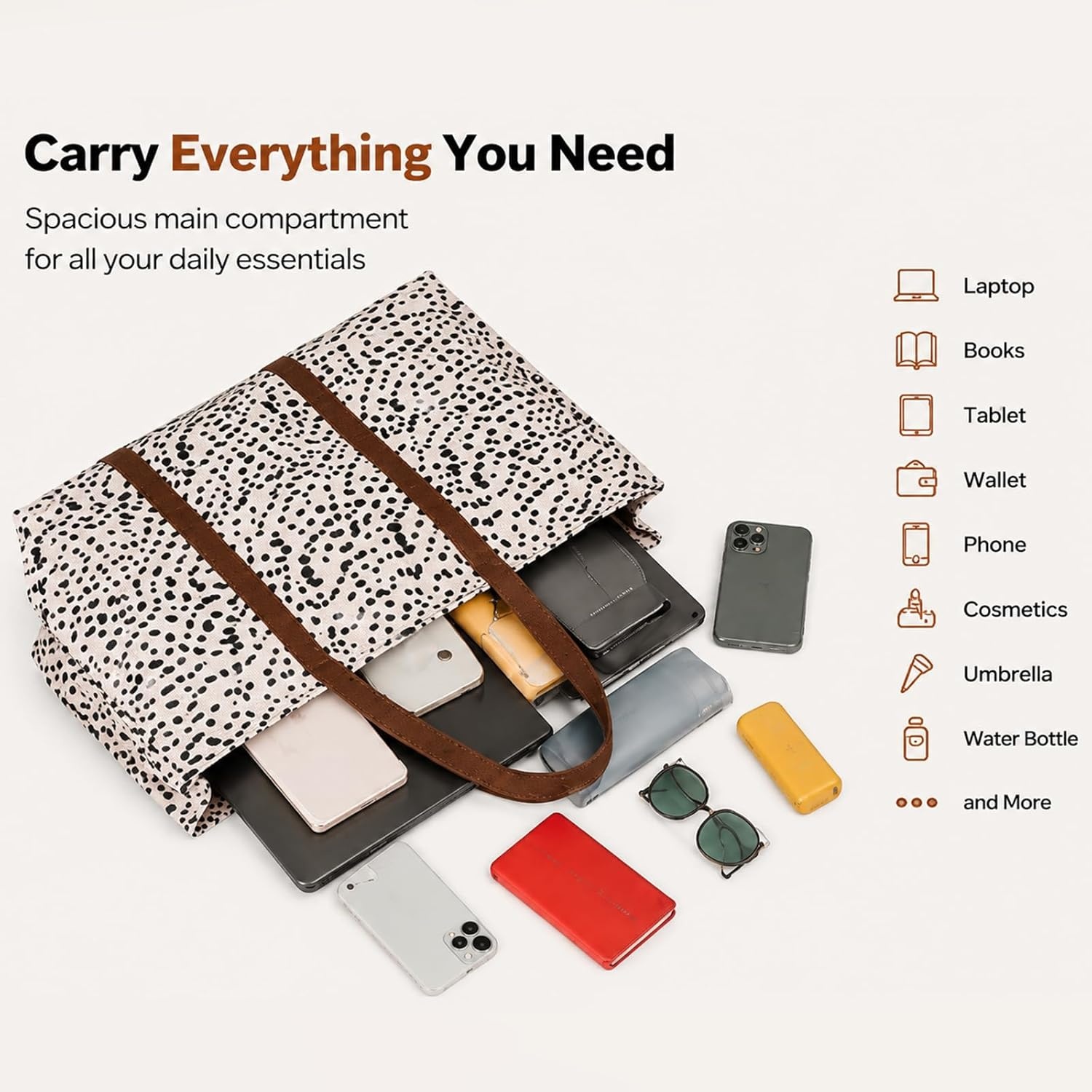 image:imageLaptop Tote Bag for Women Work 156 inch Canvas Shoulder Bags Computer Messenger Purse Teacher Handbag Office BriefcaseAleopard Apricot