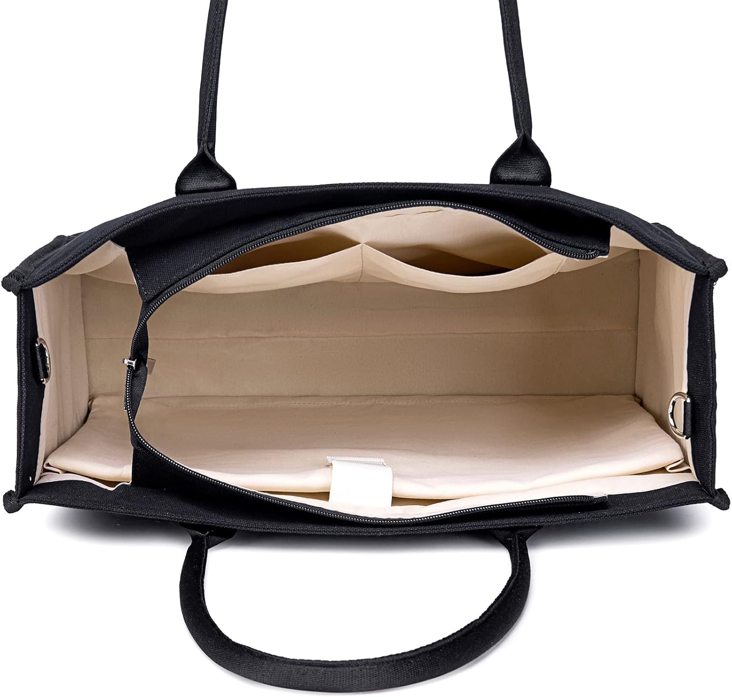 image:imageLaptop Tote Bag for Women Work 156 inch Canvas Shoulder Bags Computer Messenger Purse Teacher Handbag Office BriefcaseBlackleopard Print