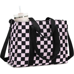 image:imageLaptop Tote Bag for Women Work 156 inch Canvas Shoulder Bags Computer Messenger Purse Teacher Handbag Office BriefcaseBlckpink Checkered
