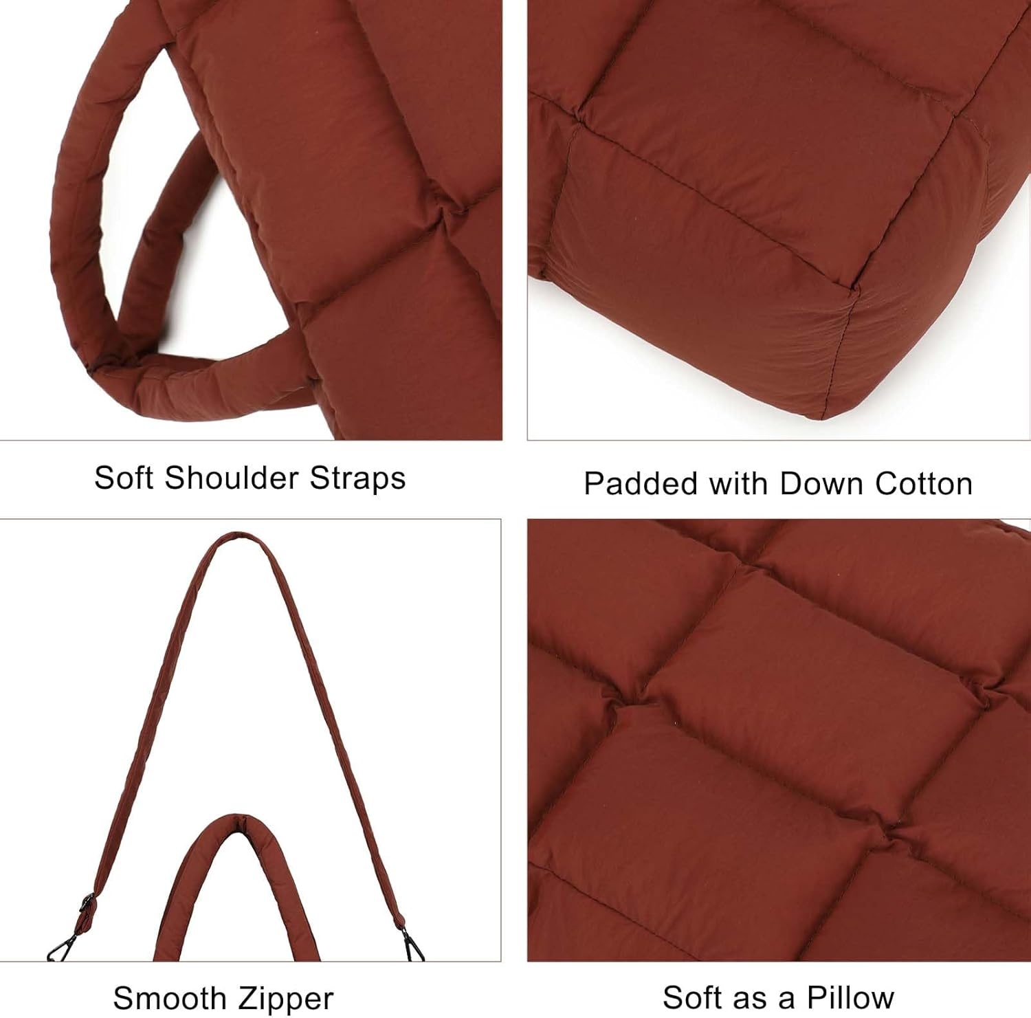 image:imageBTOOP Puffer Tote for Women Large Quilted Puffy Bag with Zipper Lightweight Cute Bag for Work Travel Shop Gym