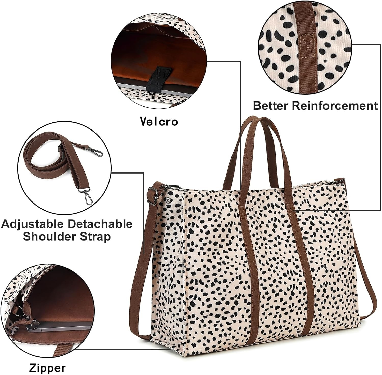 image:imageBTOOP Tote Bag for Women Work Teacher Tote Bag 156 inch Laptop Shoulder Bags Handbag Office Briefcase with Clutch PurseLinen Rice White