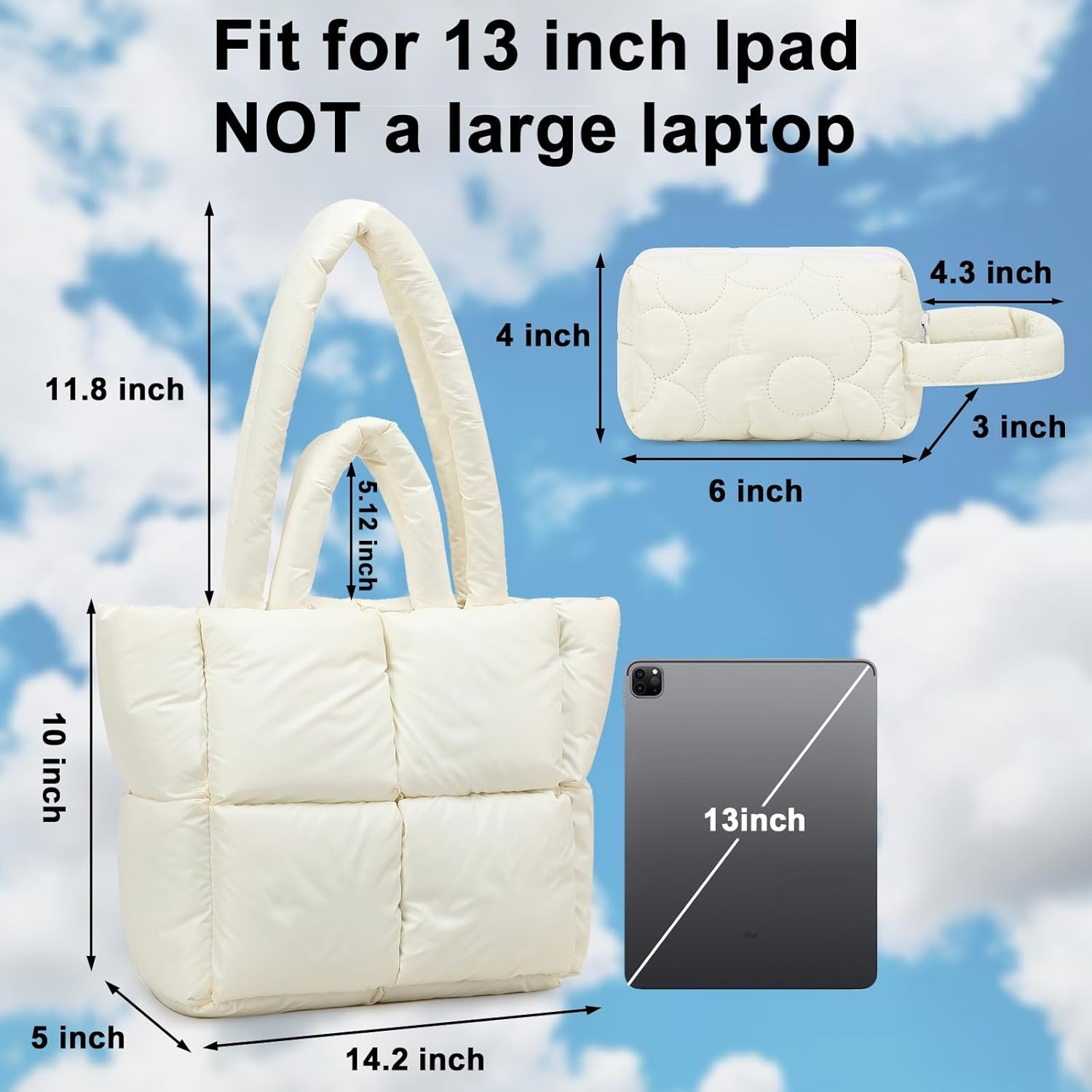 image:imagePuffer Tote Bag Quilted Puffy Purse Cute Padded Winter Shoulder Bags Lightweight Down Handbag for Women Work Travel