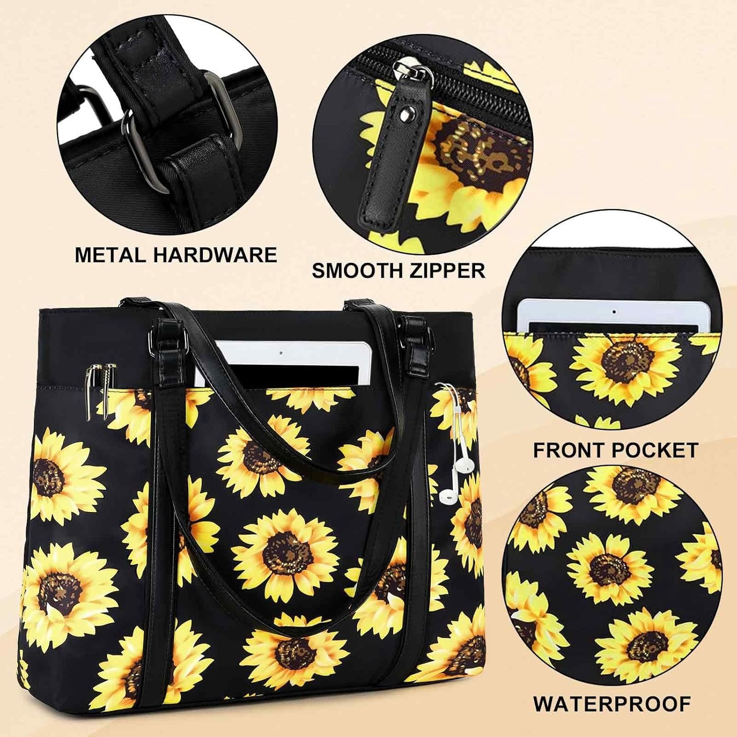 image:imageWomen Laptop Tote Bag for Work Canvas Handbag Purse Shoulder Bag Lightweight Canvas Laptop Bag for 156 Inch