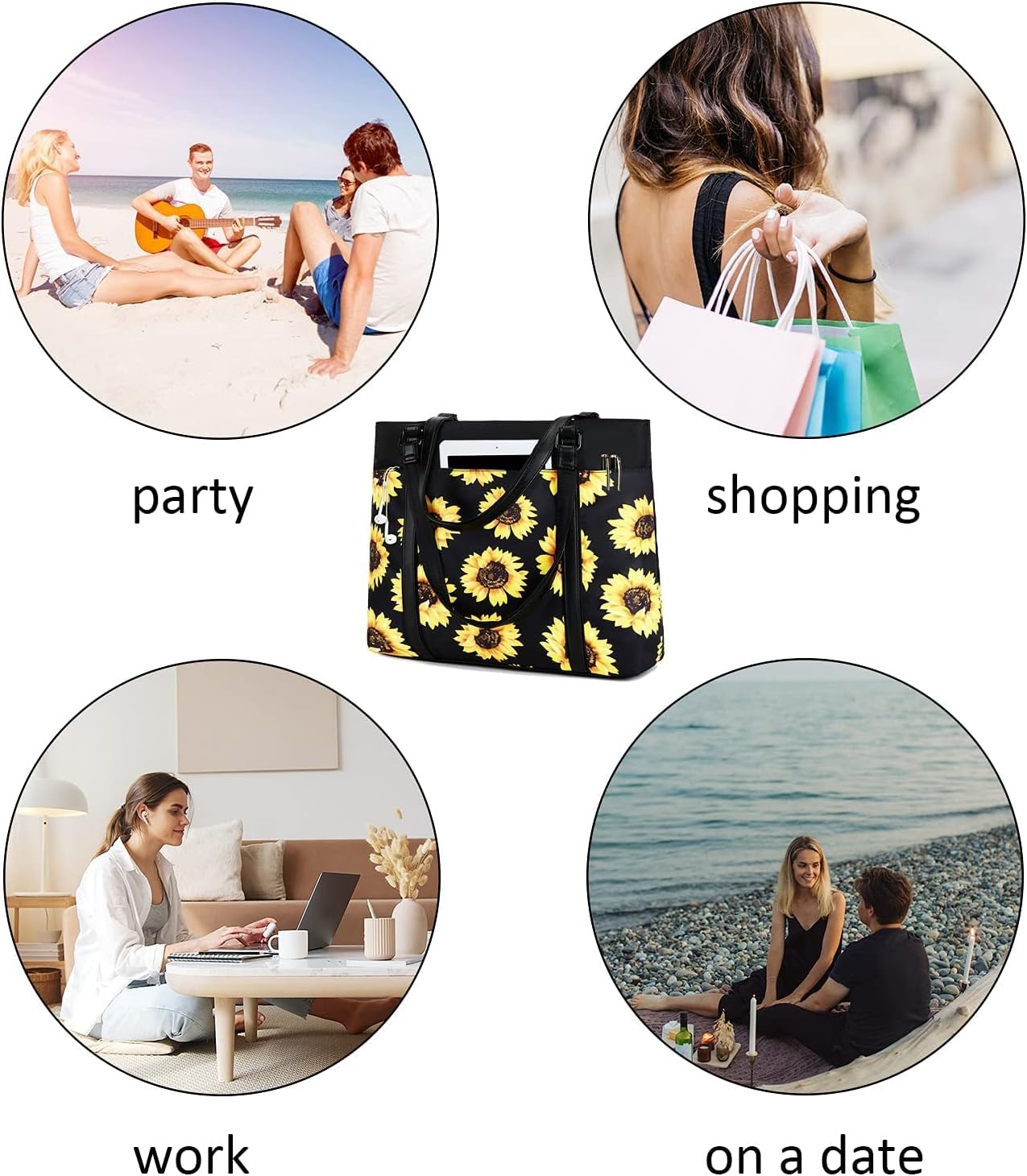 image:imageWomen Laptop Tote Bag for Work Canvas Handbag Purse Shoulder Bag Lightweight Canvas Laptop Bag for 156 Inch