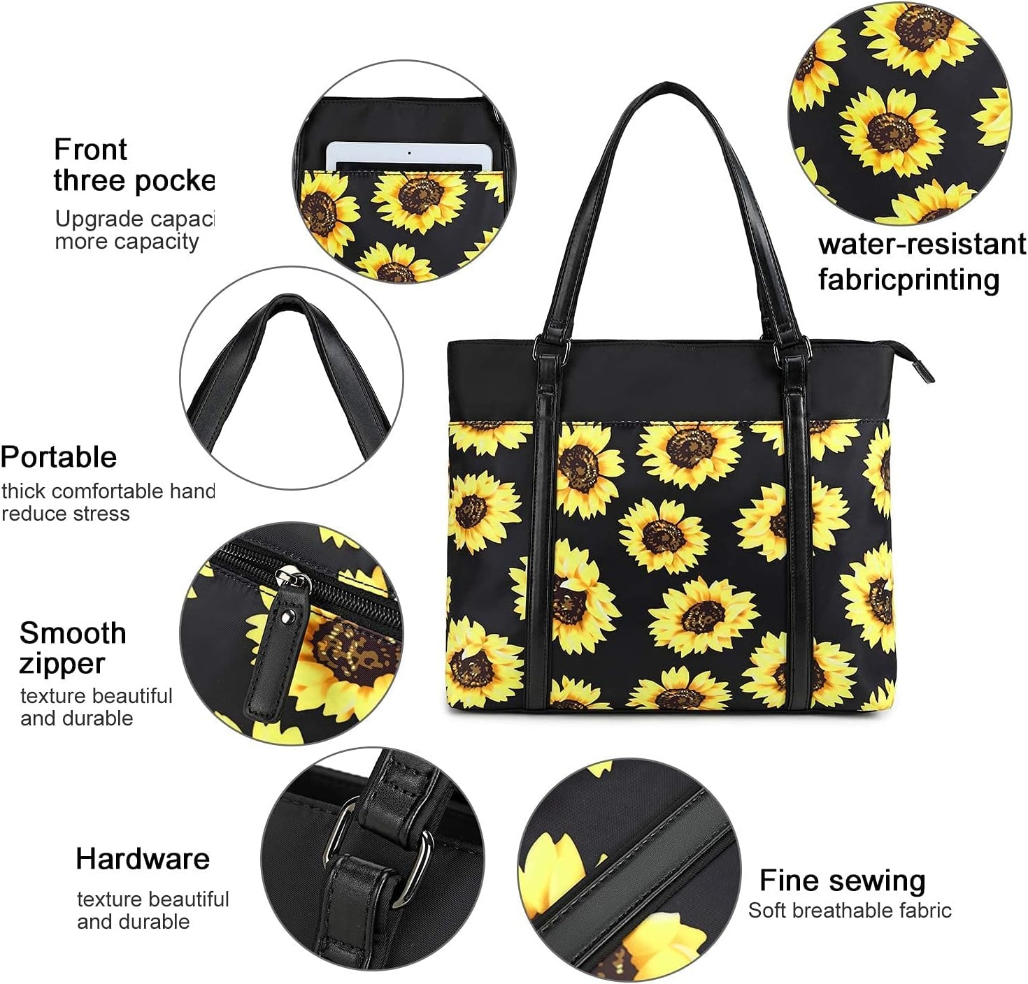 image:imageWomen Laptop Tote Bag for Work Canvas Handbag Purse Shoulder Bag Lightweight Canvas Laptop Bag for 156 Inch