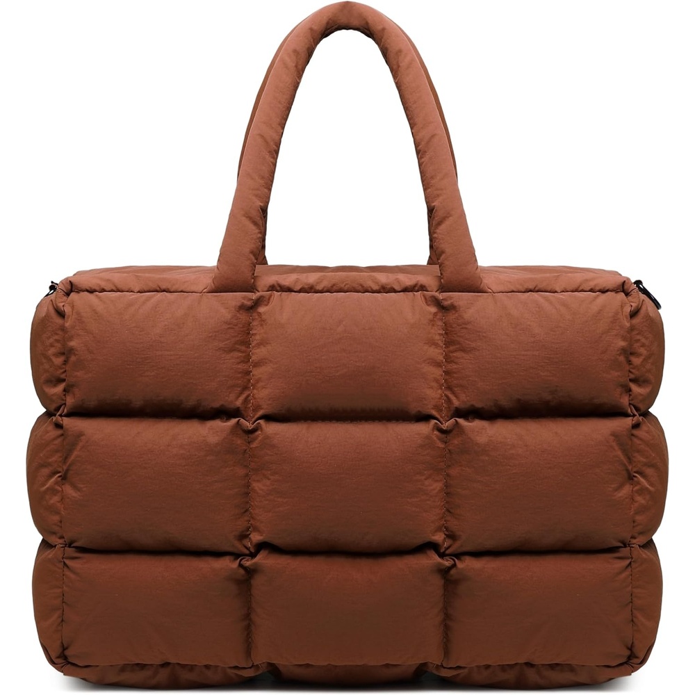 image:imageBTOOP Puffer Tote for Women Large Quilted Puffy Bag with Zipper Lightweight Cute Bag for Work Travel Shop Gym