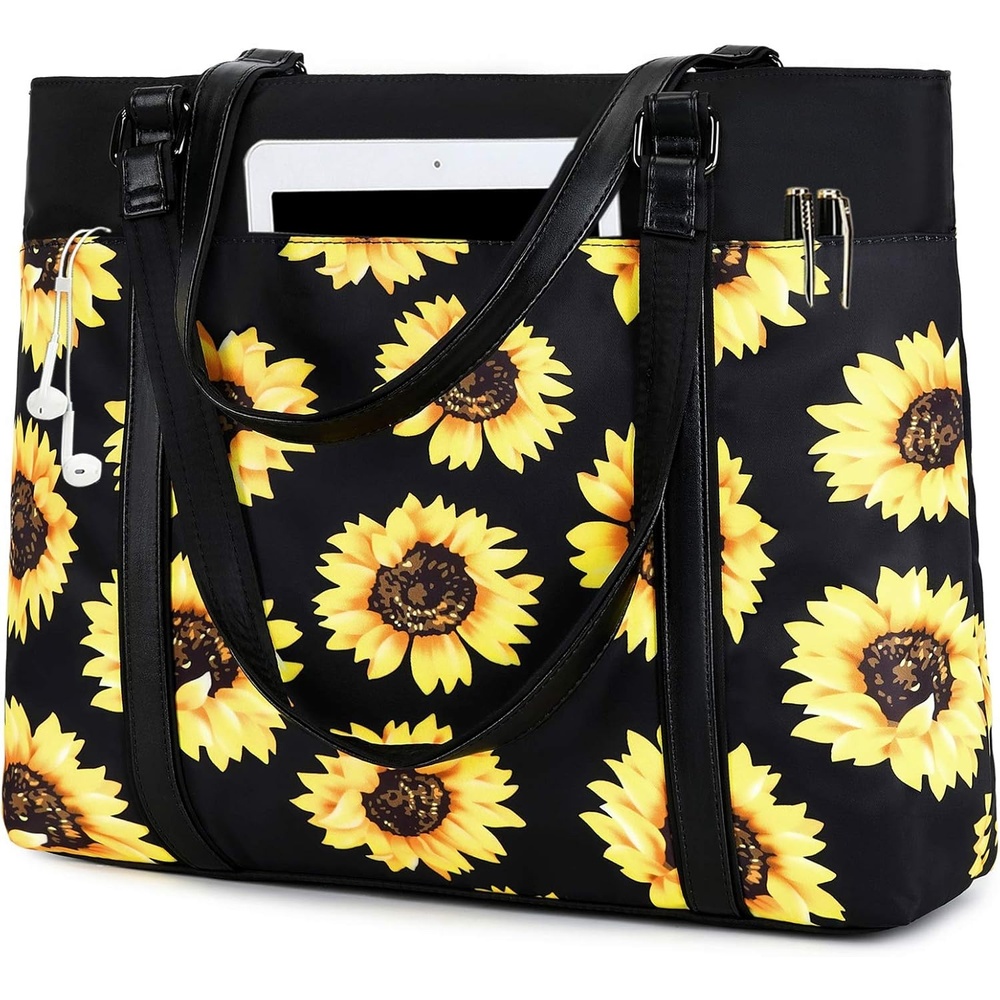 image:imageWomen Laptop Tote Bag for Work Canvas Handbag Purse Shoulder Bag Lightweight Canvas Laptop Bag for 156 Inch