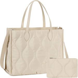 image:imageBTOOP Tote Bag for Women Work Teacher Tote Bag 156 inch Laptop Shoulder Bags Handbag Office Briefcase with Clutch PurseBeigegourd Quilting