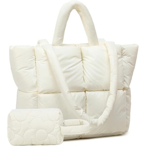 image:imagePuffer Tote Bag Quilted Puffy Purse Cute Padded Winter Shoulder Bags Lightweight Down Handbag for Women Work Travel
